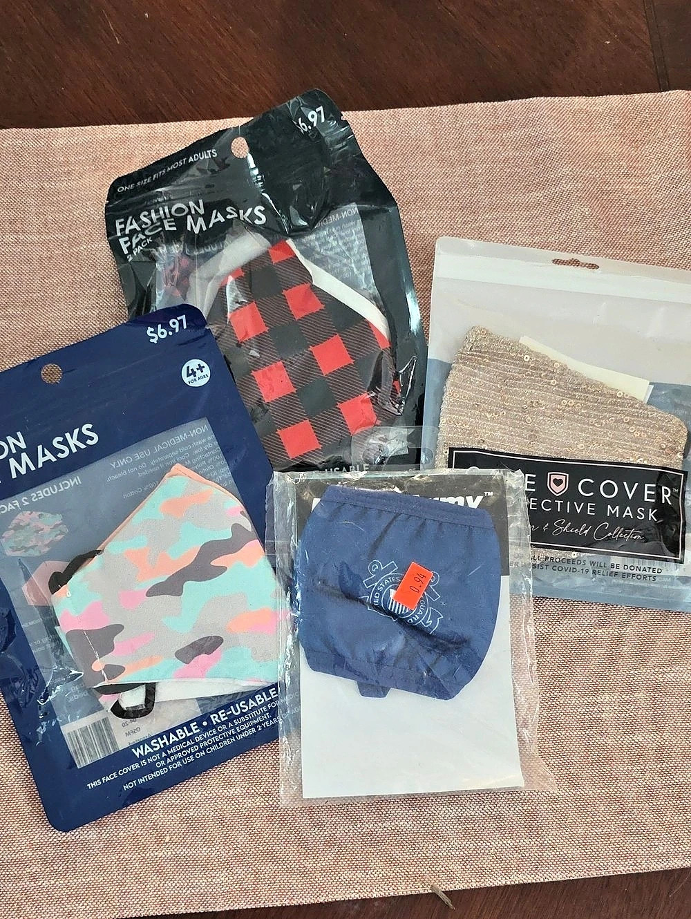 Assorted Fashion Face Masks in Blue & Pink NWT